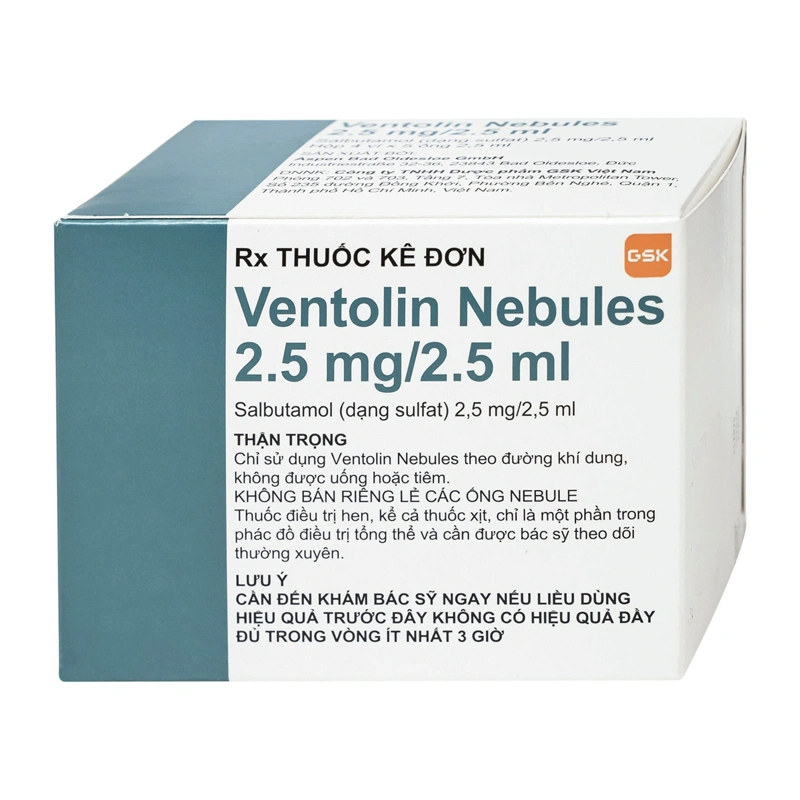 Dung dịch khí dung Ventolin Nebules 2.5mg điều trị, ngừa co thắt phế quản (20 ống x 2.5ml) - 1